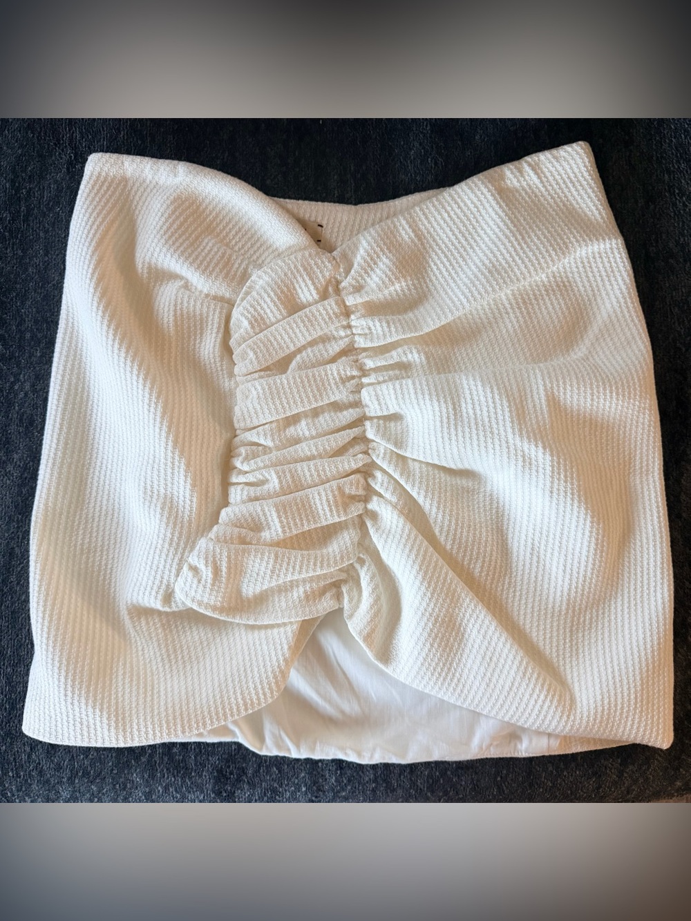 The Mannei White Ruched Mini Skirt